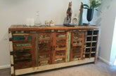 Reclaimed Wood Solid Wood 3Door & Drawer Sideboard Brown rustic 180x40x90cm